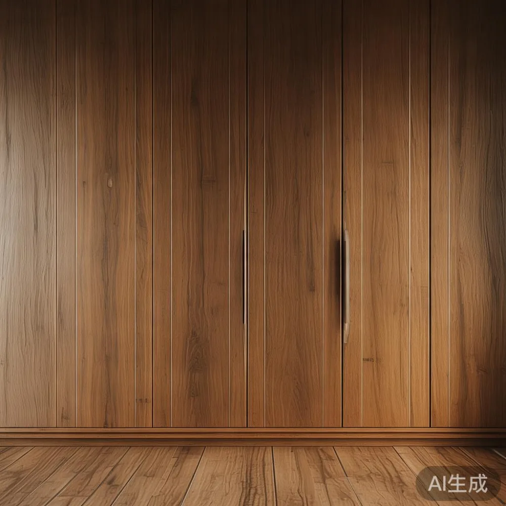 Gambar almari baju kayu mewah di interior rumah modern