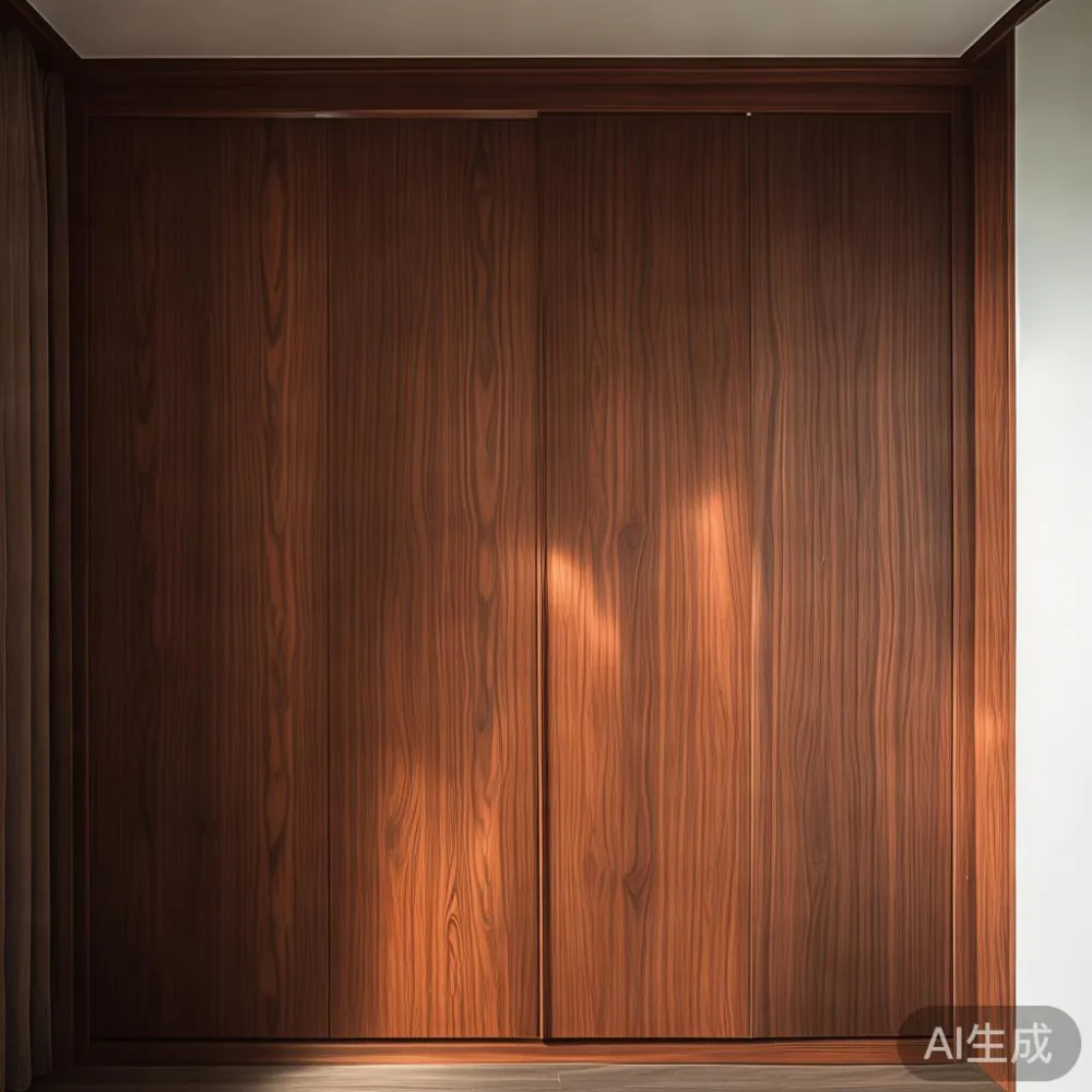 Gambar almari baju mewah kayu pepejal di kondominium KL