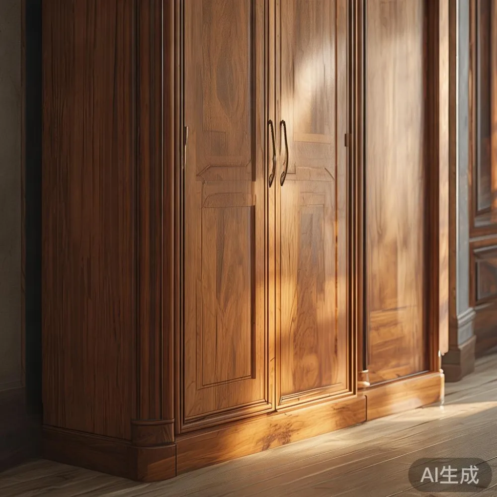 Wardrobe mewah kayu pepejal di rumah di KL