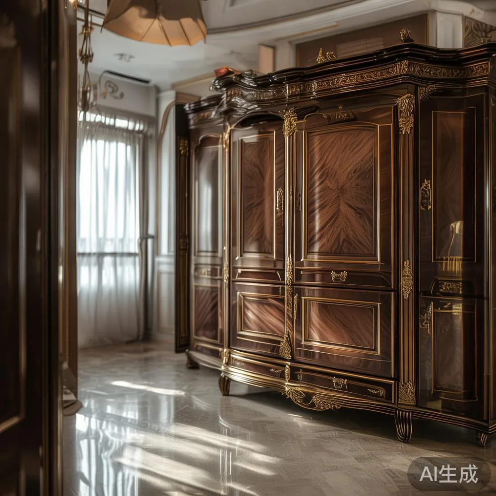 Gambar wardrobe mewah gaya Perancis di kondominium di KL
