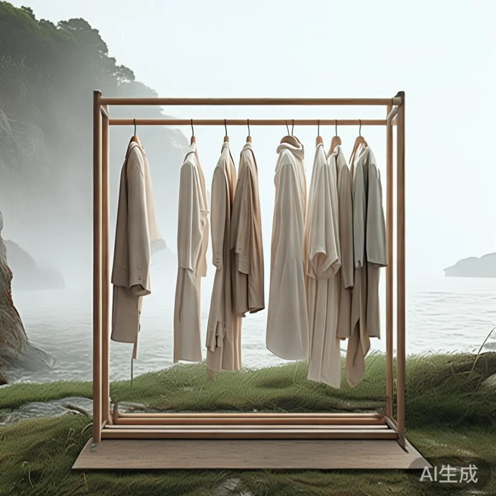 Almari baju postmoden minimalis di kawasan lembap