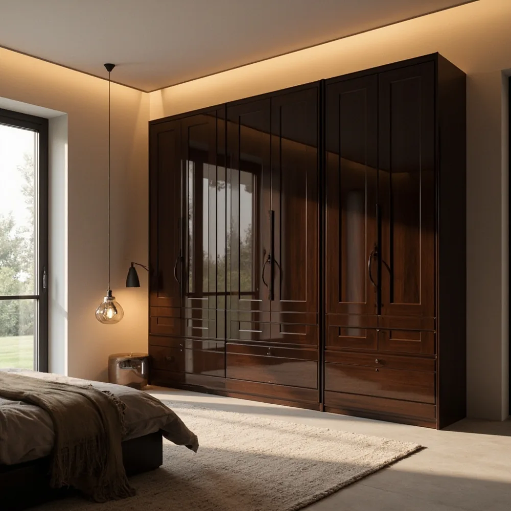 Almari baju mewah gaya Amerika kayu mahogany di bilik tidur utama teres JB