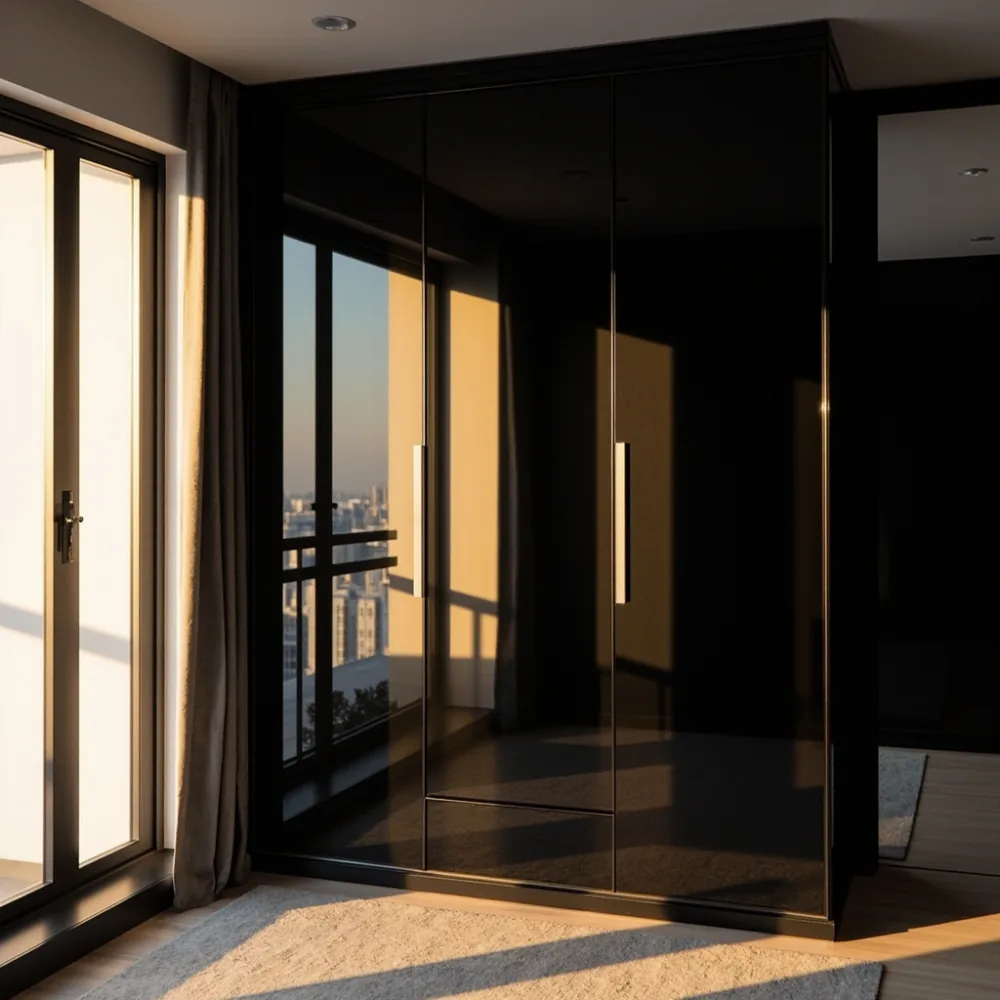 Almari postmoden ash high-gloss di kondominium Pulau Pinang
