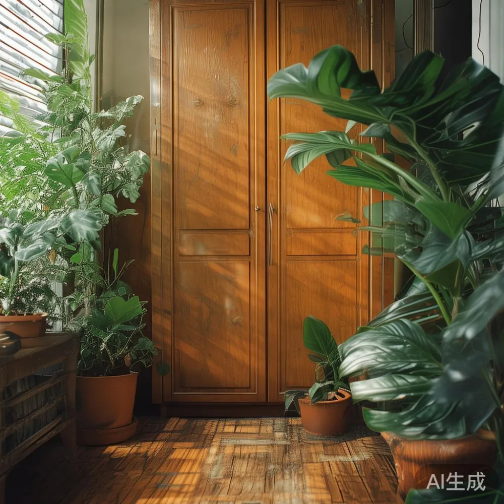 Cara Menjaga Permukaan Lakuer Perabot Kayu Pepejal di Iklim Lembap Mal — corner of a small condo apartment with wooden fl