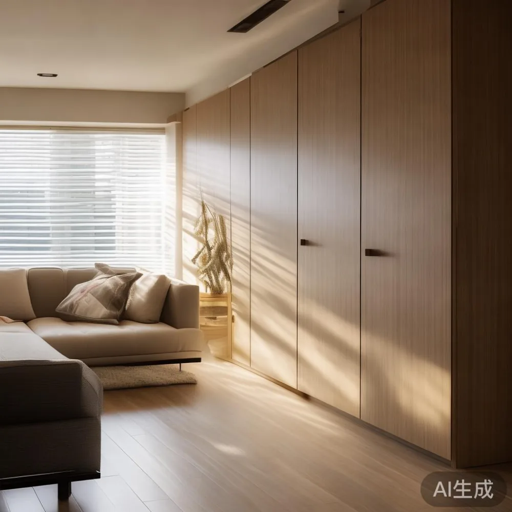 Veneer lwn Kayu Pepejal: Perbandingan Kos 5 Tahun untuk Almari Baju An — in a sunlit Singapore HDB living room, morning l